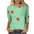 thumbnail image 2 of SDNall Mode Femmes T-shirt Imprimé Mi-Longueur Manches 3/4 Blouse Col Rond Hauts Décontractés, 2 of 9