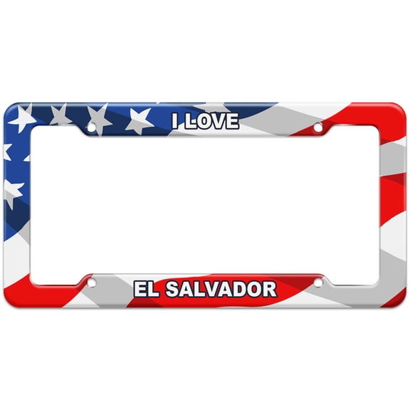 I Love Country - El Salvador - Plastic License Plate Frame