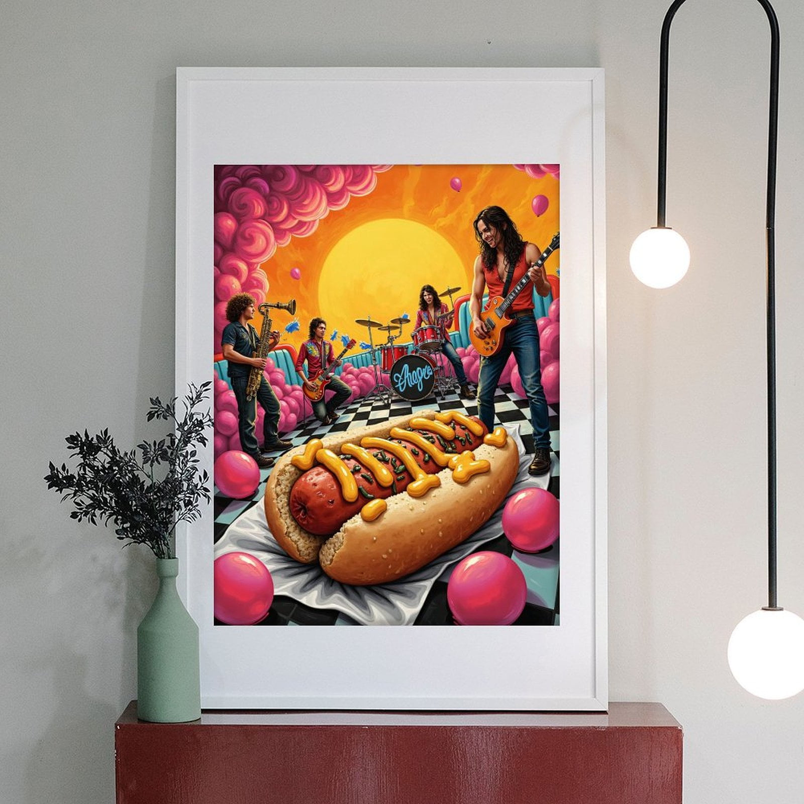 Diamond Art Kit for Adults, Rock Band Surreal Hotdog Reverie Diamond Painting for Adults Beginners, 5D DIY Diamond Art Painting Kits, Colorful Diamond Painting Craft for Home Decor 12x16