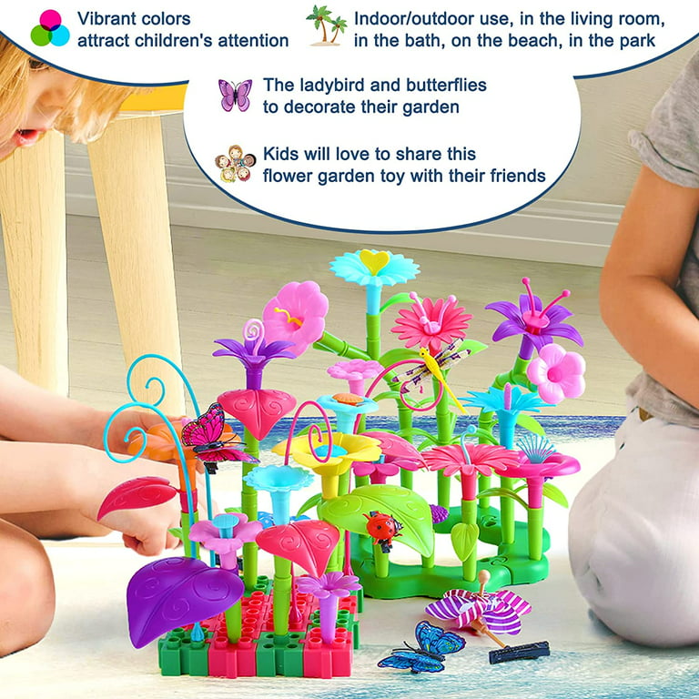 3 4 5 6 Year Old Girls, Preschool Flower Garden Building toys - 147 pcs