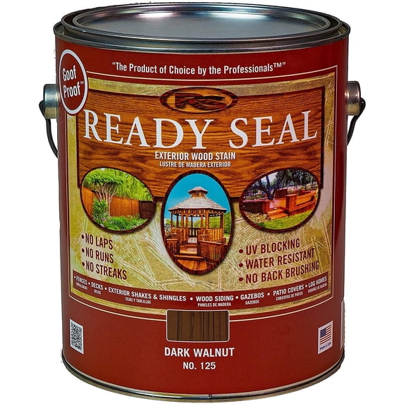 NK Norkan Ready Seal Stain & Sealer - Outdoor Wood Stain, UV Protection - 1 Gallon, Dark Walnut — Exterior Wood Surfaces, UV-Resistant Formula