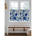thumbnail image 2 of Blue Flowers 2 Panel Kitchen Curtains for Small Windows, Spring Watercolor Floral Leaves Plants Beige Bathroom Tier Curtain, Short Window Treatment for Bedroom/Living Room 55"x36", 2 of 6