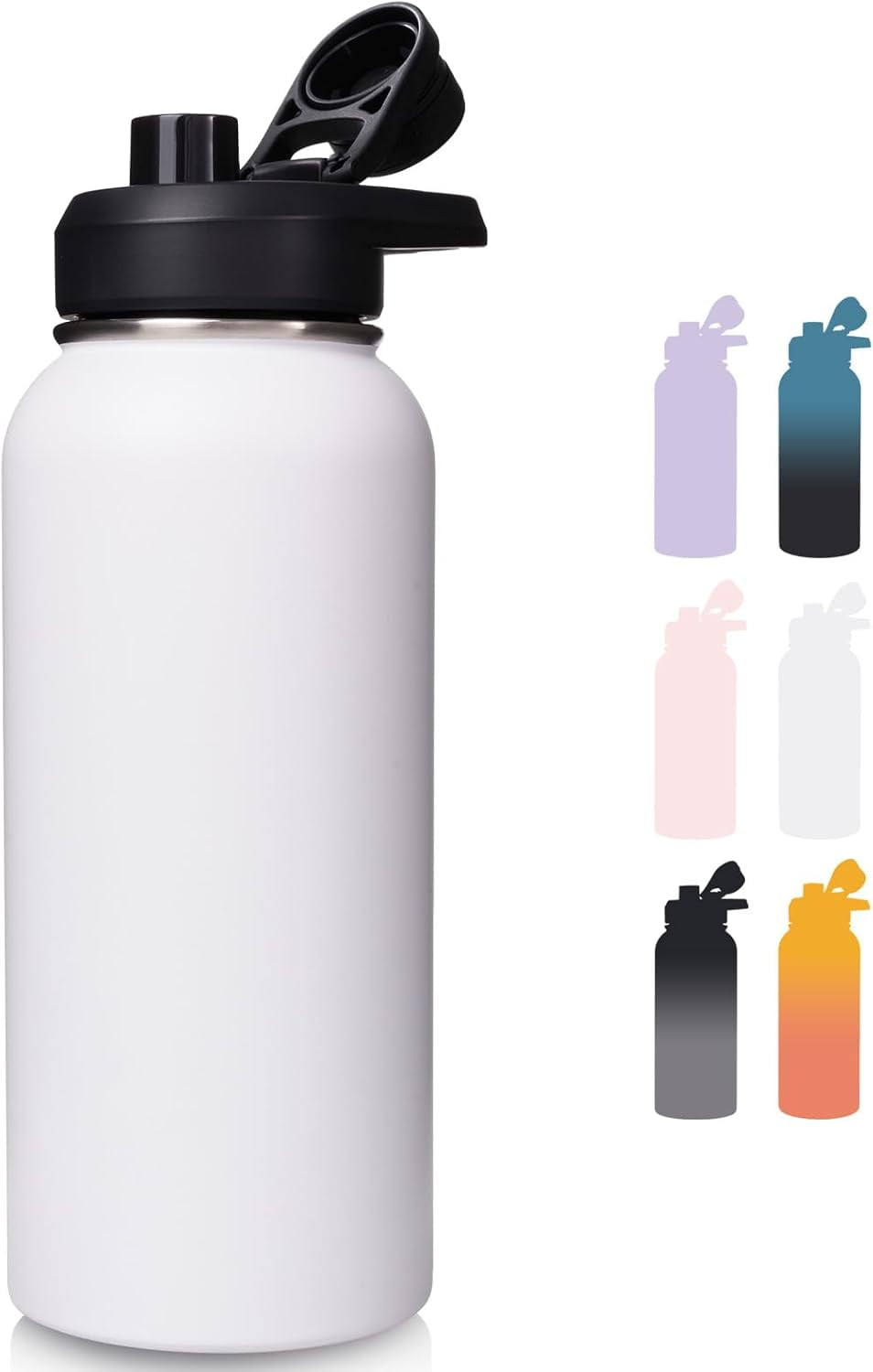 EP 18 oz Insulated Water Bottle with Handle, 304 Stainless Steel Water Bottles with Wide Mouth, Double Wall Vacuum Sports Water Bottle, BPA Free, Keep Cold and Hot, Blue&Black