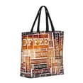 thumbnail image 2 of Naloa Hand Drawn Vintage Coffee Tote Bag for Women, Foldable Tote Bag With Zipper, Large Shoulder Bag, Top Handle Handbag for Travel, Work, Shopping, 2 of 9