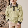 thumbnail image 4 of Cethrio Boys Polo Shirts, Long Sleeve Casual Stripe Pullover Spring Fall Tops Yellow Size 6, 4 of 8