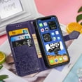 thumbnail image 4 of Dteck For Apple iPhone 12 Mini 5.4" [Flower Embossed] PU Leather Wallet Flip Folio Protective Case Cover with Card Holder and Stand, Purple, 4 of 6
