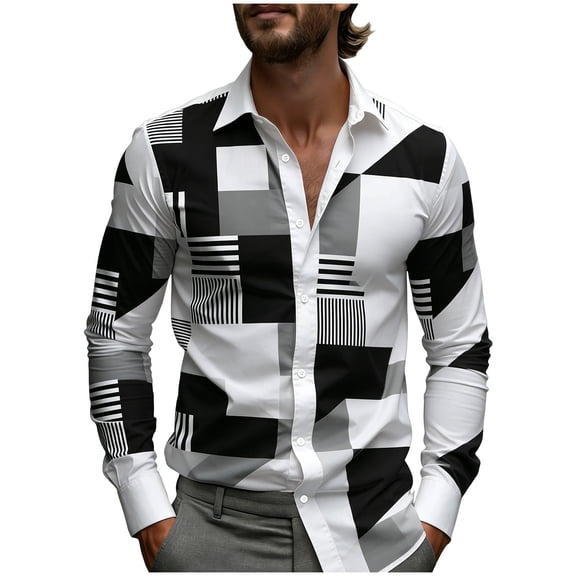 Atogsazn Men's Casual Summer Shirt Button Down Long Sleeve Shirts Bussines Work Outfit Tops Clothing with Pocket White XXXL Fashion