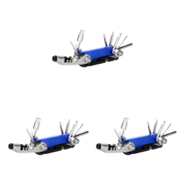 relayinert Ensemble de Réparation de Vélo 15 en 1 Outil de Réparation de Cyclisme Portable Multifonction Léger Clé Hexagonale Pliable Bleue 3 Pcs