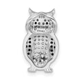 thumbnail image 3 of G & W Sterling Silver Rhodium-plated Polished Black and White CZ Owl Slide Pendant, 3 of 4