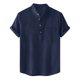 thumbnail image 1 of Hombres Casual Botones sólidos Playa Jersey Cuello alto Camisa de manga corta Blusa Pompotops oipoqjl46571, 1 of 9