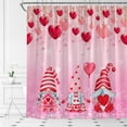 thumbnail image 2 of Valentine''s Day Gnomes Shower Curtain Lover Heart Sweet Romantic Happy Valentines Fabric Bathroom Curtain Set with Hooks(70" WX70 H), 2 of 4