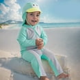 thumbnail image 2 of THDHVS Kids Swimsuits, Bathing Suits for Girls, Toddler Kids Boys Girls Fashion Cute Print Long Sleeve Sunscreen Seaside Surfing Hat Swimsuit Set Blue 6-7 Years, 2 of 5