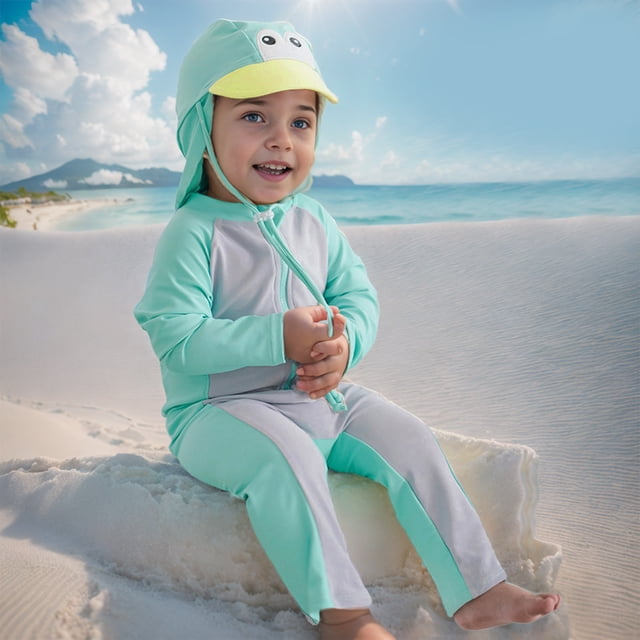 Odeerbi 1-7 Años Trajes de Baño de Manga Larga Para Niños Y Niñas Playa Traje de Baño de Una Pieza Para Entrenamiento Atlético Traje de Baño de Surf