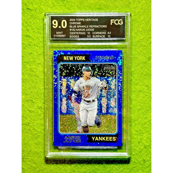 Aaron Judge BLUE SPARKLE CHROME REFRACTOR SSP PRIZM FCG 9 CARD 2023 Heritage SP