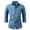 Light Blue, variant on Men's Long Sleeve Washed Denim Shirt Jacket Lapel Collar Single Chest Pocket Button Down Casual Work Shacket Outerwear Dark Blue S