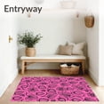 thumbnail image 3 of ODIKA 6'x9' Machine Washable Non-Slip Area Rug, Botanical Garden Strawberry Vines Decorative Path Embellishment High Traffic Rug with Pad, Pink, 537025, 3 of 8