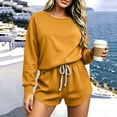 thumbnail image 5 of Ashirexll 2 Piece Sets for Women Solid Color Round Neck Long Sleeve Sweatshirt Top with Elastic Waist Jogger Pants Sporty Set, 5 of 6
