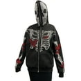 thumbnail image 5 of KOMOO Women Zip Up Hoodies Jacket Rhinestones Skull Butterfly Skeleton Long Sleeve Zipper Hooded Sweatshirt Coat, 5 of 9