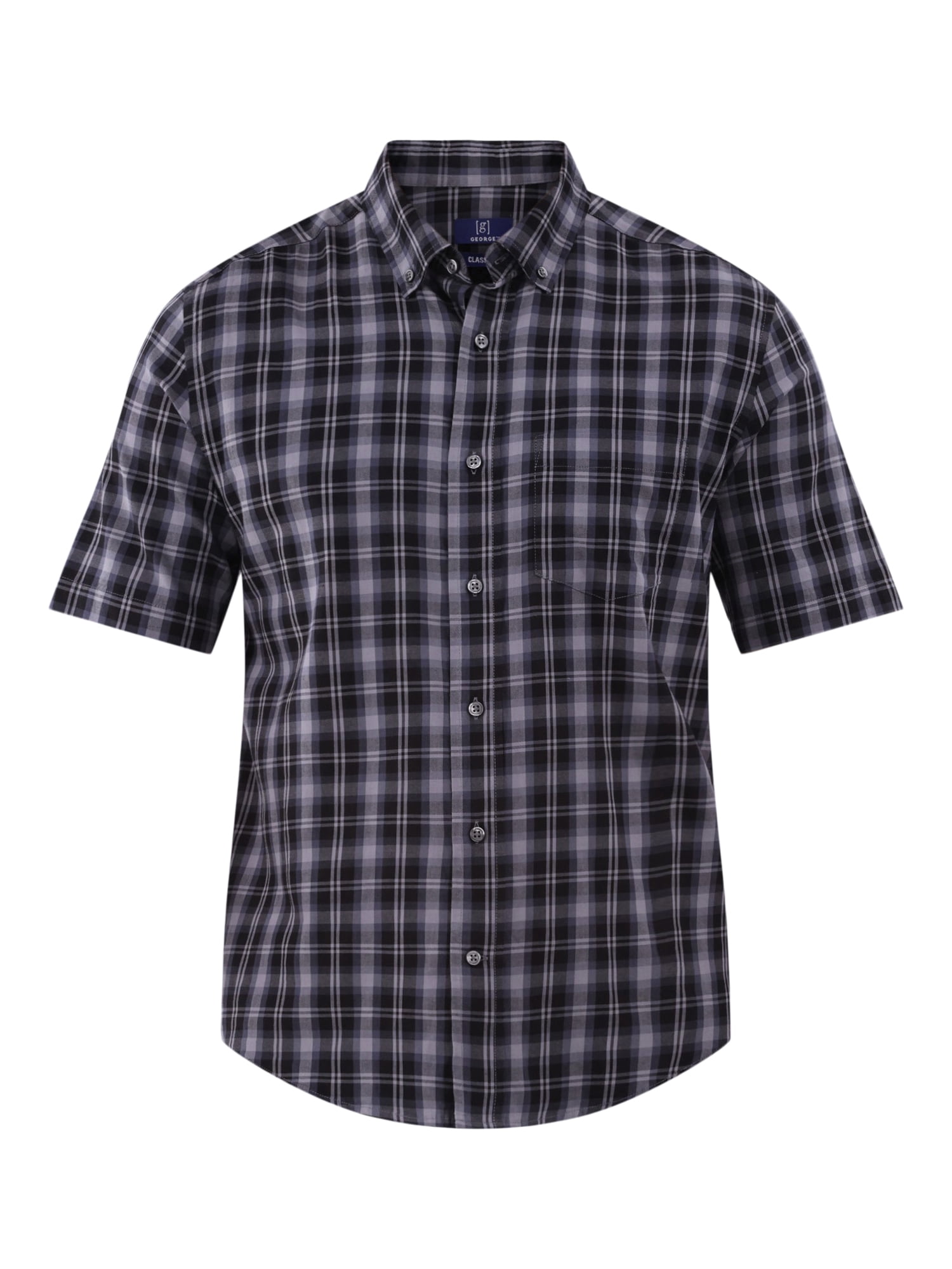 George Men's & Big Men's Short Sleeve Poplin Button-Up Shirt, Sizes S-3XL