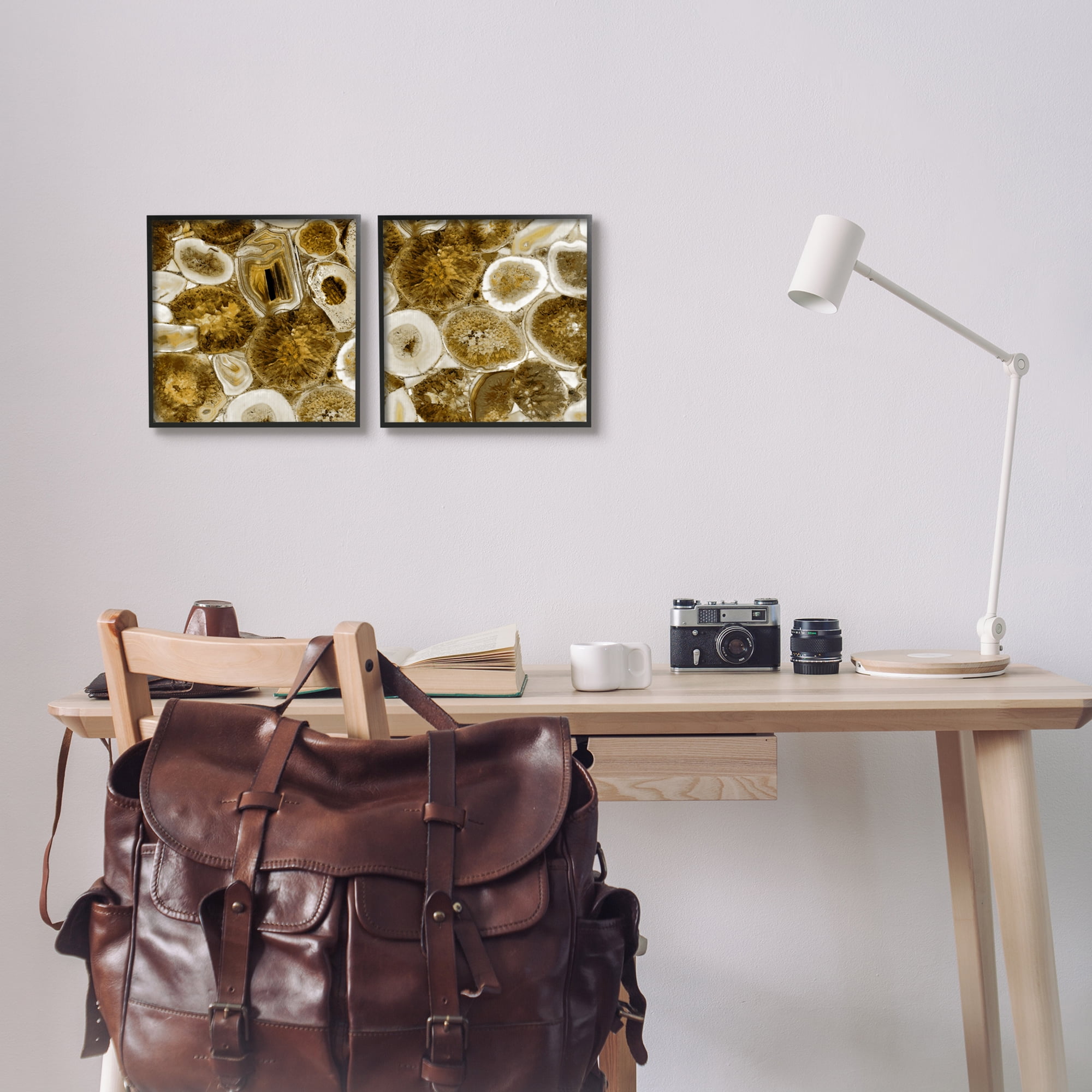Stupell Abstract Geodes Mineral Nature Abstract Photography Black Framed Art Print Wall Art, Set of 2