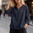 thumbnail image 3 of Iyufng V-Neck Tops for Women Short Sleeve Solid Color Loose-Fit Blouses Summer Casual Tops, 3 of 6