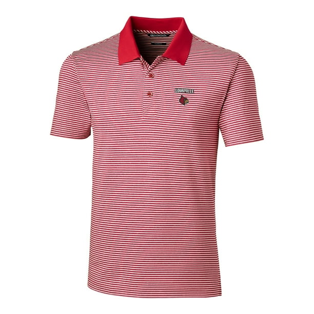 Louisville Cardinals Cutter & Buck Tonal Stripe Tailored Fit Polo