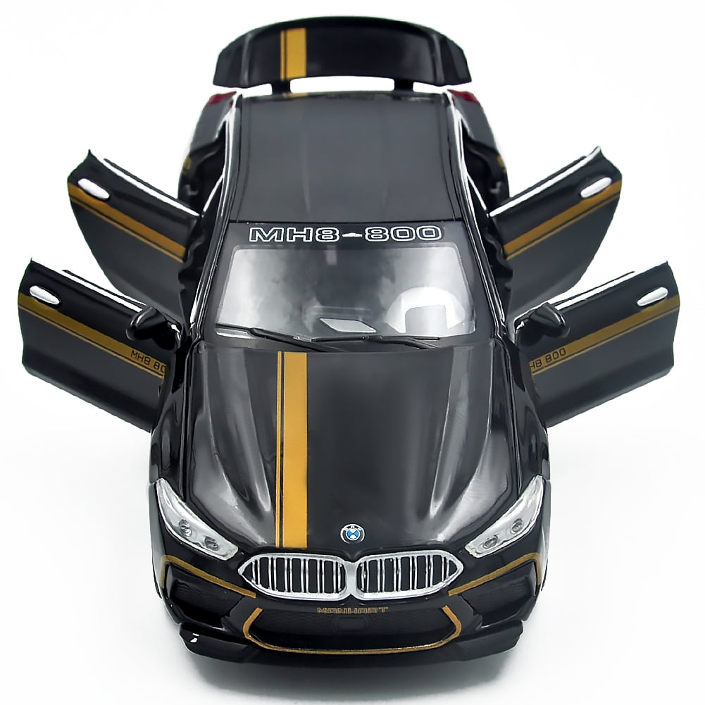 The 1:32 scale is suitable for BMW M8 alloy die-cast car models, equipped with openable doors, lights, sound and spring-back function. Boys' toy cars, children's birthday gift toy cars.