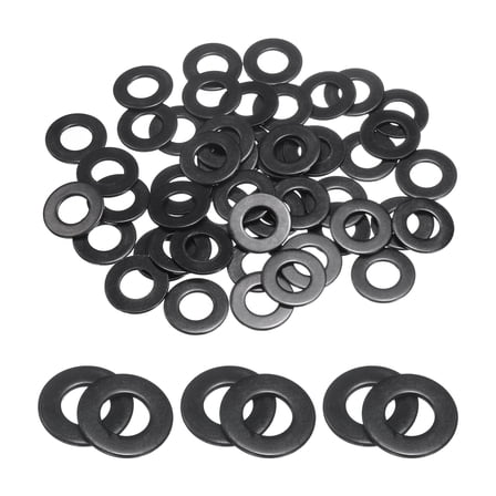 50 Pcs 304 Stainless Steel Flat Washers, 10mm ID x 20mm OD x 1.4mm Thick Black Zinc Plated Metal Washers