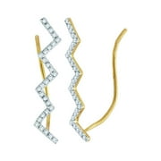 10k Yellow Gold Round Diamond Zig Zag Climber Earrings 1/6 Cttw