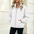 thumbnail image 5 of Edvintorg Jackets for Women Trendy Loose Casual Long Sleeve Coat Zip up Collared Outerwear with Pocket Women Clothing S-2XL White, 5 of 6