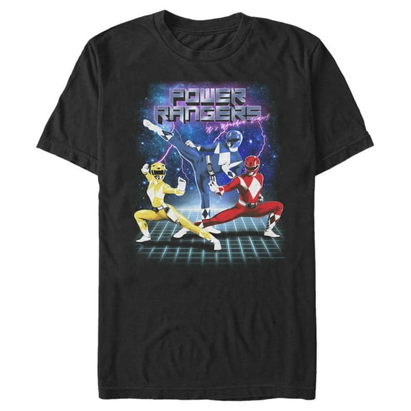 Men's Power Rangers Retro Lightning Morphin Time  Graphic Tee Black 2X Large