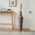 thumbnail image 4 of JERFIT Modern Gray Rattan Floor Vase, Large Decorative Freestanding Planter for Home Decor, Elegant Farmhouse Accent Vase for Living Room Entryway, 4 of 7