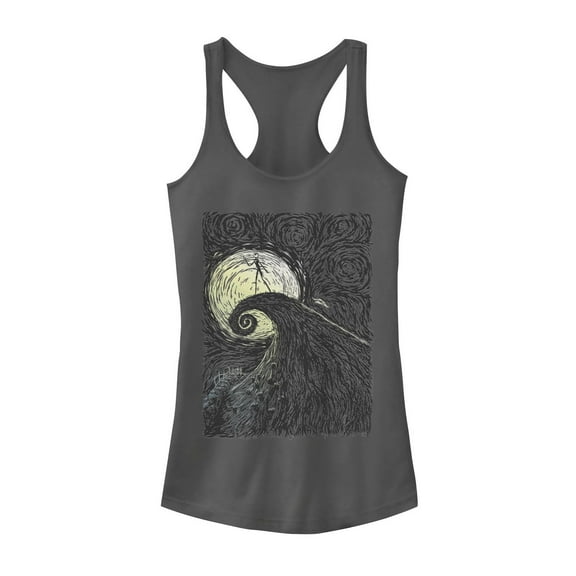 Junior's The Nightmare Before Christmas Halloween Jack on Spiral Hill  Racerback Tank Top