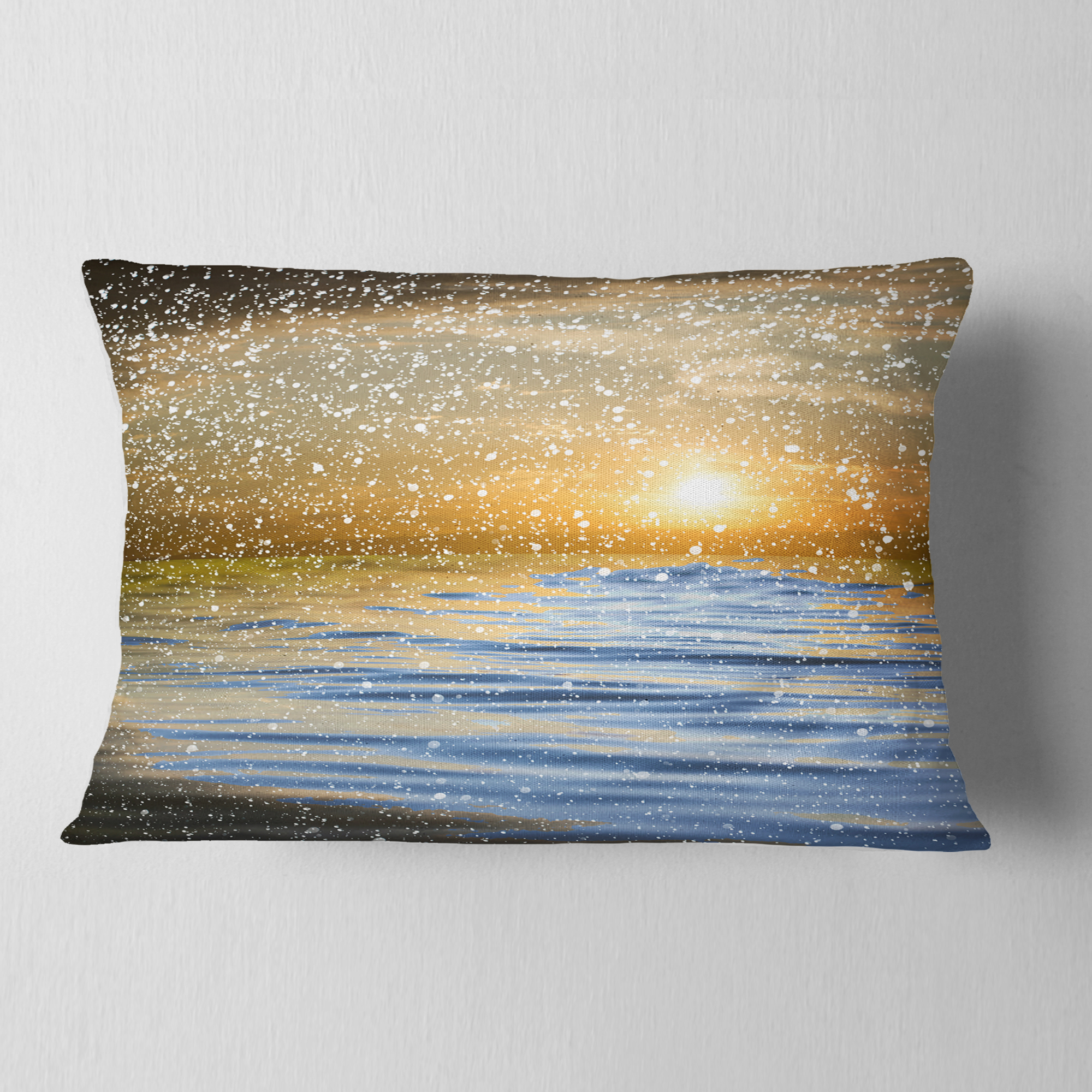 Designart Clouds with Reflection in Water - Seashore Photo Throw Pillow - 12x20