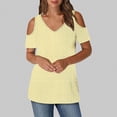 thumbnail image 7 of Mittory Womens Cold Shoulder V Neck T Shirts Casual Loose Basic Summer Tees Blouse, 7 of 7