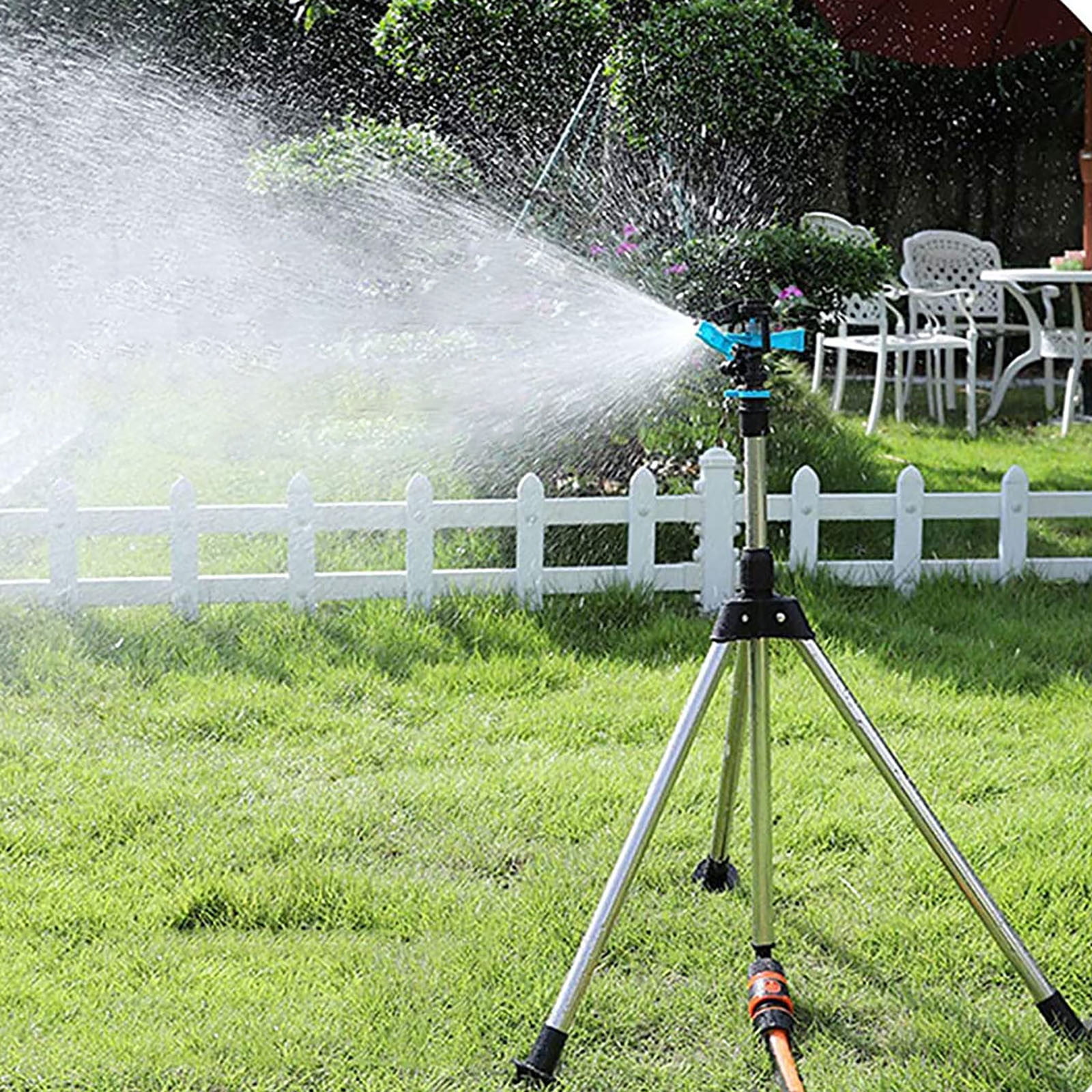 Rotating Tripod Sprinkler,360° Degree Automatic Rotating Irrigation Stand,Automatic Rotating Watering System,Telescoping Tripod Sprinkler for Large Area,Yard,Garden,Lawn