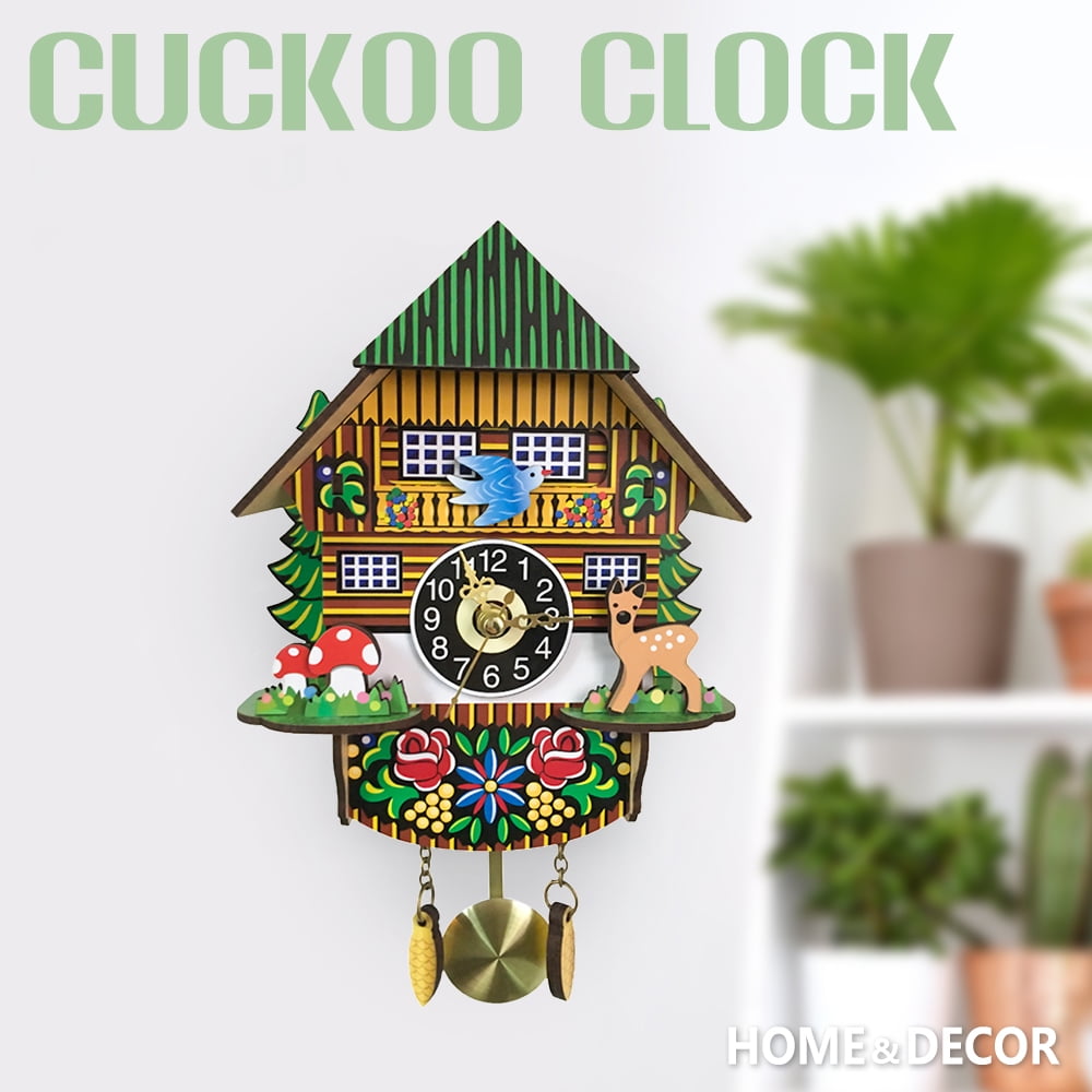 Wood Home Clock 9.8 inch Battery Operated Decorative Wall Clock with Pendulum