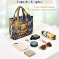 thumbnail image 4 of Corduroy Composite Fabric Tote Bag Magnetic Snap Large Capacity Crossbody Bag Beige Shoulder Strap Cute Bear and Sunflowers, 4 of 8