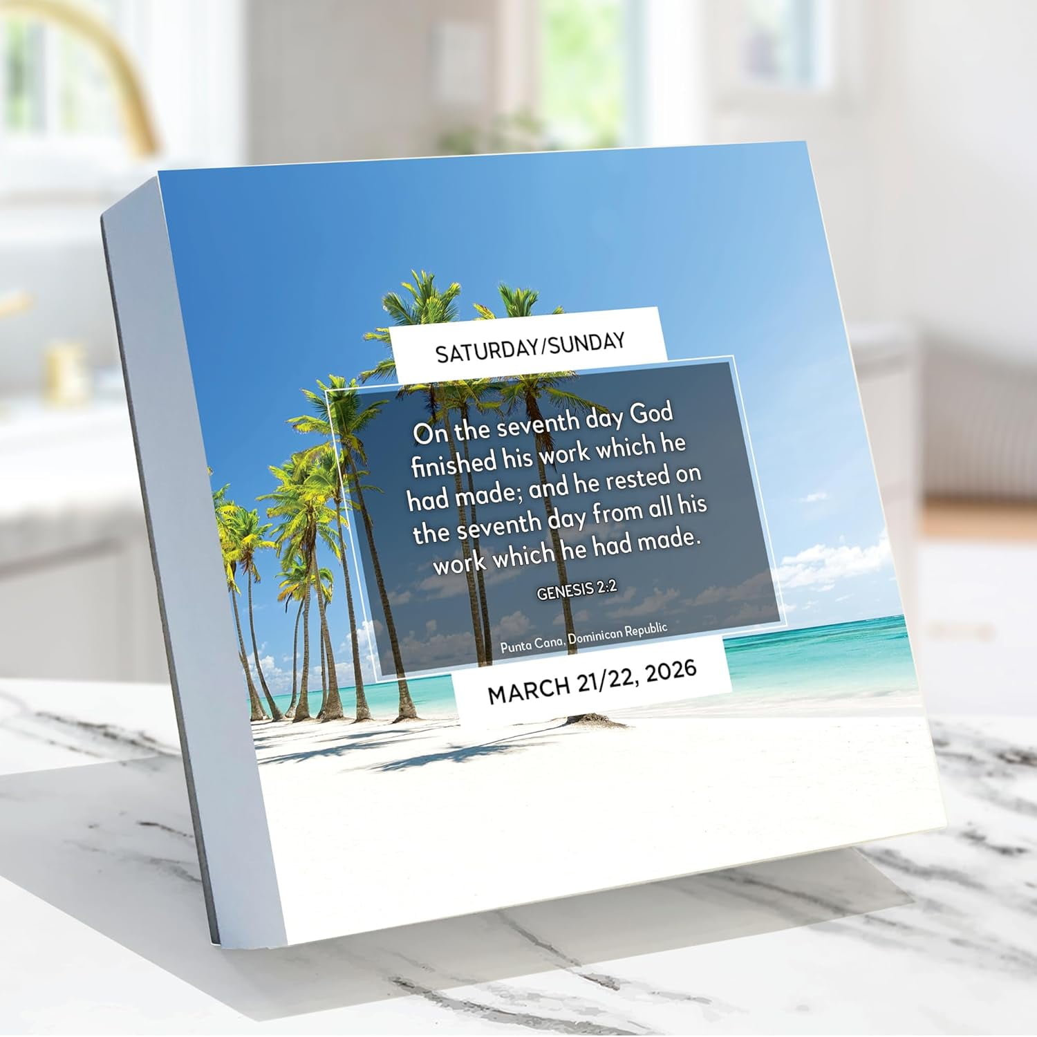 2026 Daily Verse Daily Desktop Calendar - Home and Office Organization - Small Desk Calendar 2026 with Full-Color Tear-Off Pages and Standing Cardboard Easel - 5.25in x 5.25in