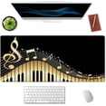 thumbnail image 2 of Old Vintage Piano and Music Note Mouse Pad 35.5 X 15.7 Inch XXL Black Full Desk Mousepad Extended Large Non-Slip Rubber Base Waterproof Big Keyboard Mat with Stitched Edges for Gaming and Office, 2 of 6
