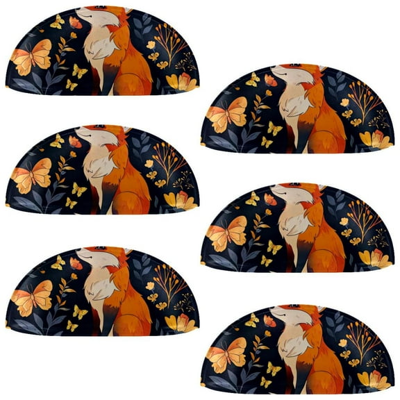 PhooArto 6 Pcs Cup Drawer Pulls, Fox Yellow Butterfly Flowers Shell Shape Handles Cabinet Knobs for Dresser Cupboard Closet Wardrobe with Screws