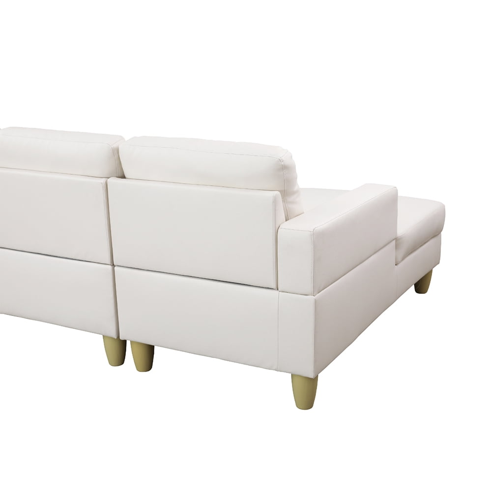 Kadyn L Shaped Sofa Couch Set for Living Room, White Faux Leather Sectional Sofa-Right Kadyn L Shaped Sofa Couch Set for Living Room, White Faux Leather Sectional Sofa-Right