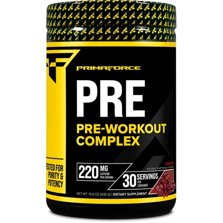 Primaforce Pre Workout Complex Powder (30 Servings) Grape - Fitness Supplement for Training Routine Enhancement, 450g