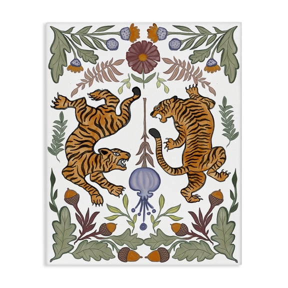Stupell Industries Southwestern Mirrored Plants with Tigers Canvas Art, 16 x 20, by Elizabeth Medley