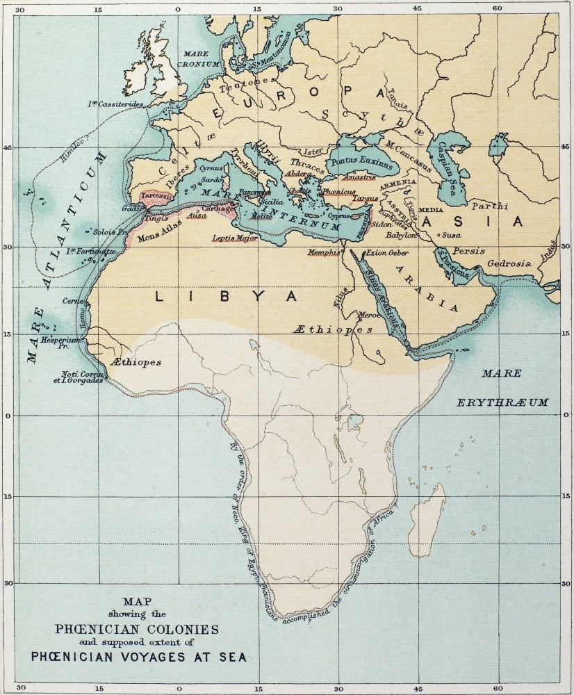 Map Phoenician Empire Nmap Of The Phoenician Colonies And Routes Of