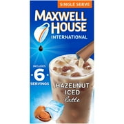 Maxwell House International Hazelnut Iced Latte Café-Style Single Serve Instant Coffee Beverage Mix, 6 ct. Sticks
