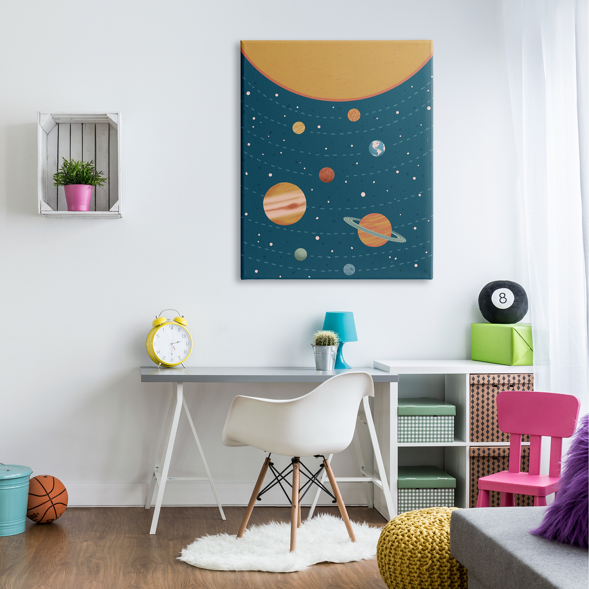 Stupell Industries Solar System Orbital Planetary Location Cosmos Educational Shapes,36 x 48, Design by Nancy McKenzie