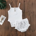 thumbnail image 3 of Douhoow 2PCS Summer Baby Girls Clothes Set Solid Knitted Suspender Jumpsuit + Shorts, 3 of 7