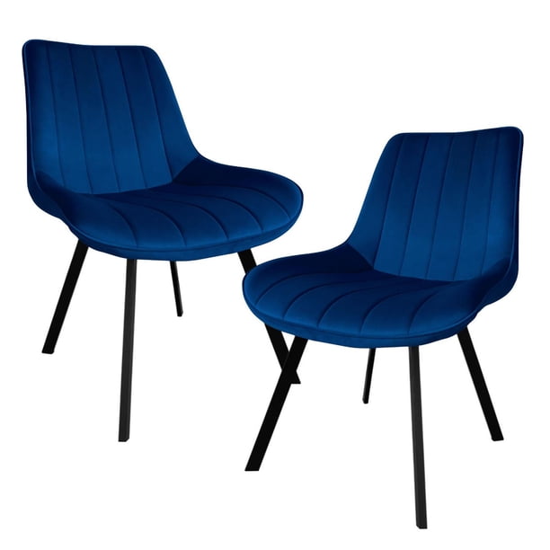 Set 2 Sillas Comedor Velvet Tapizada Terciopelo Sala Eames azul Grande