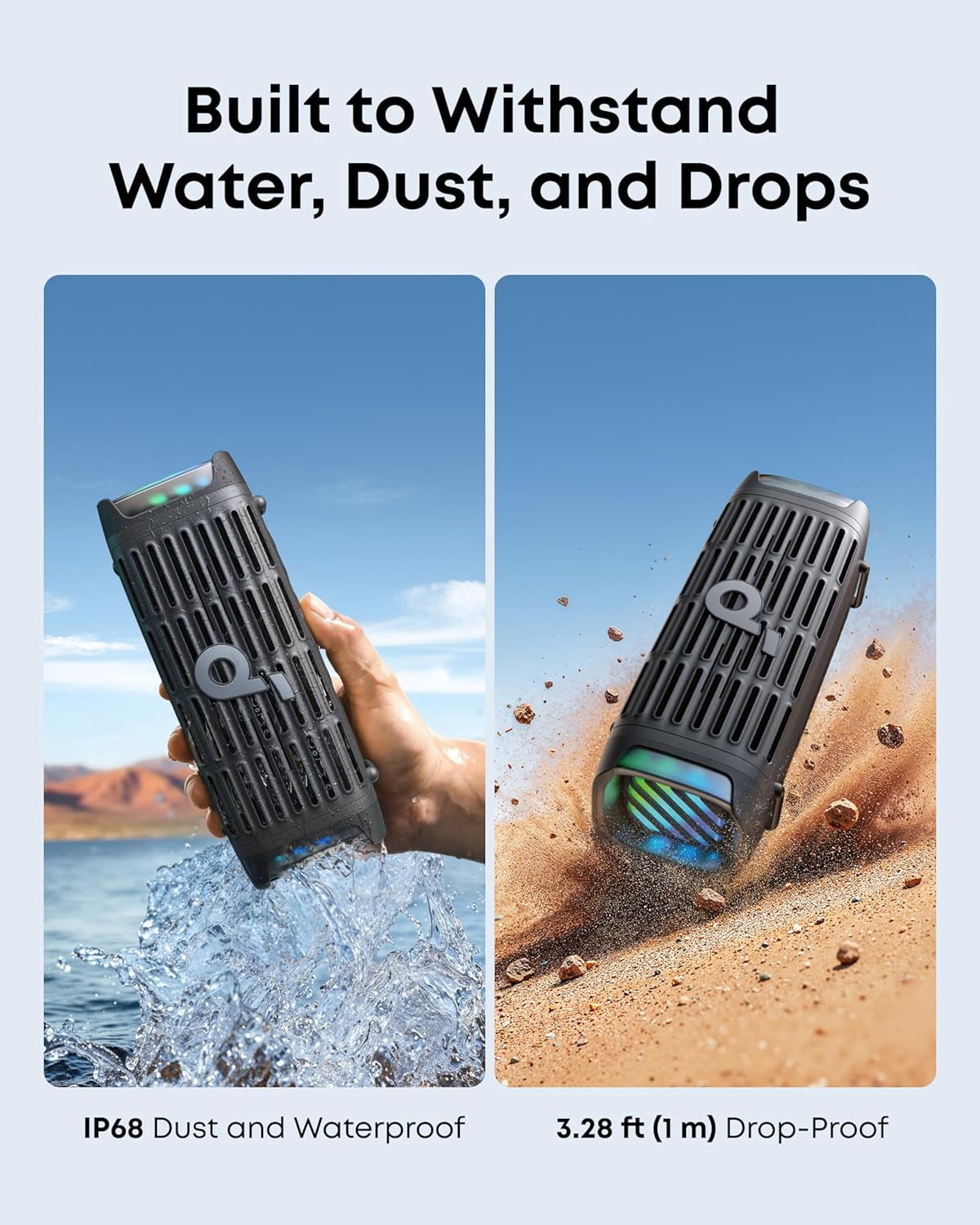 Soundcore Boom 3i by Anker, Rugged Outdoor Speaker, IP68 Waterproof, Floating Playback, Saltwater-Resistant, BassUp 2.0, 50W, Bluetooth 5.3, 16H Playtime, Tws, Kayak/Fishing/Camping